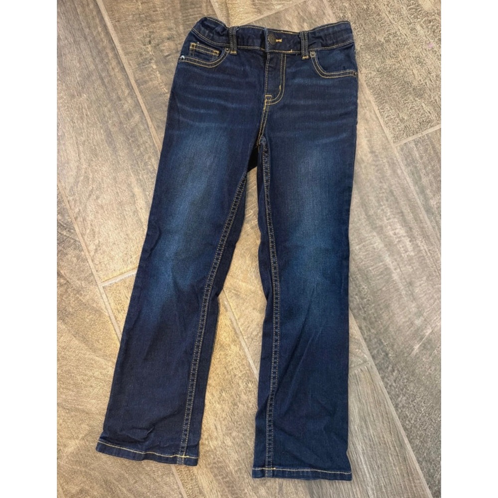 Cat & Jack Boys Bootcut Jeans Dark Wash Super Stretch Size 7 Adjustable Waist